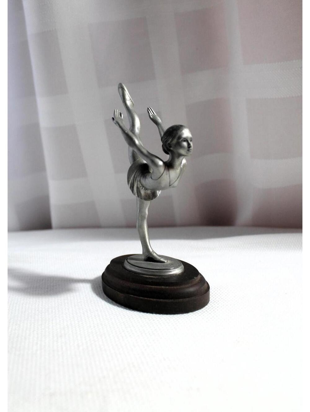Vintage Rawcliffe Ray Lamb Pewter Ballerina Statuette on Wood Base 1981